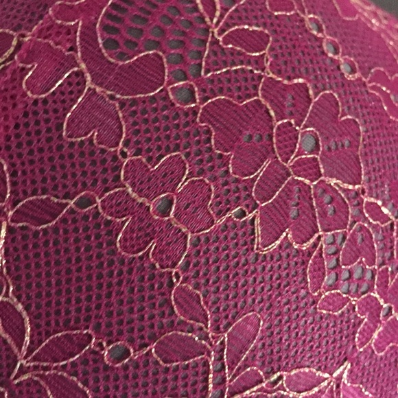 Aerie Emma Bra In fuchsia lace with gold detail - Picture 2 of 4
